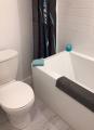 Bathroom close to open living area, apartment for temporary rentals in Downtown Montreal