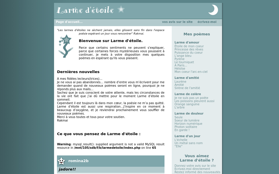larmedetoile.free.fr/ screen capture