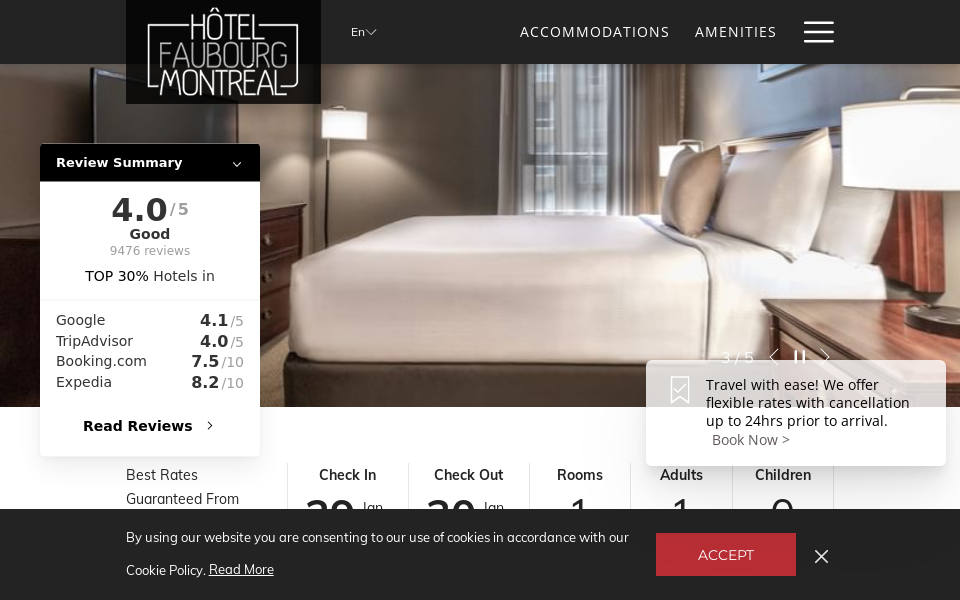 www.hotelfaubourgmontreal.com/ screen capture