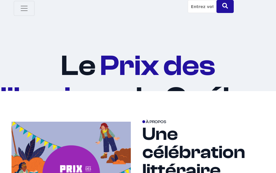 prixdeslibraires.qc.ca/ screen capture