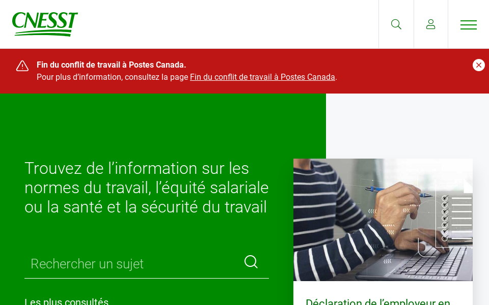 www.cnesst.gouv.qc.ca screen capture