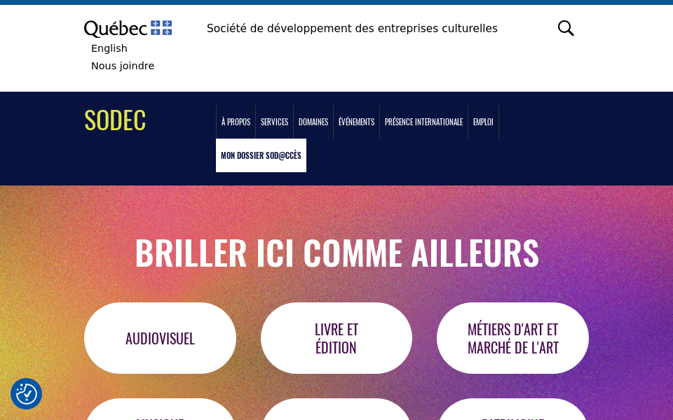 www.facebook.com/#!/pages/La-Sodec-Société-de-développement-des-entreprises-culturelles/142267915824144 screen capture