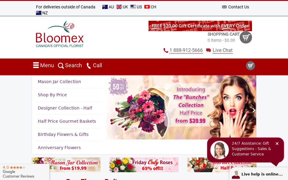 bloomex.ca/ screen capture