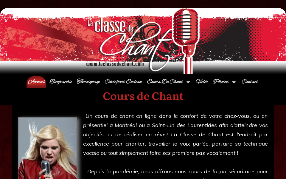 laclassedechant.com/ screen capture