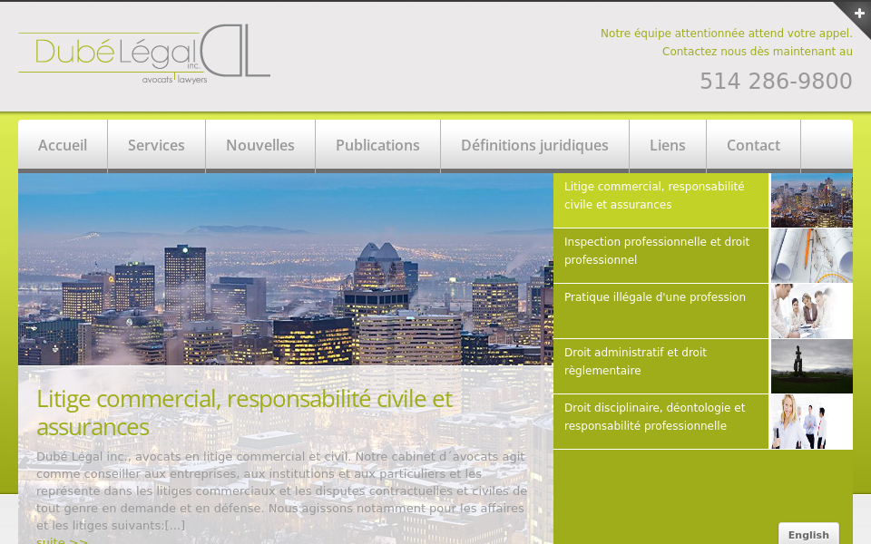 www.dubelegal.ca screen capture