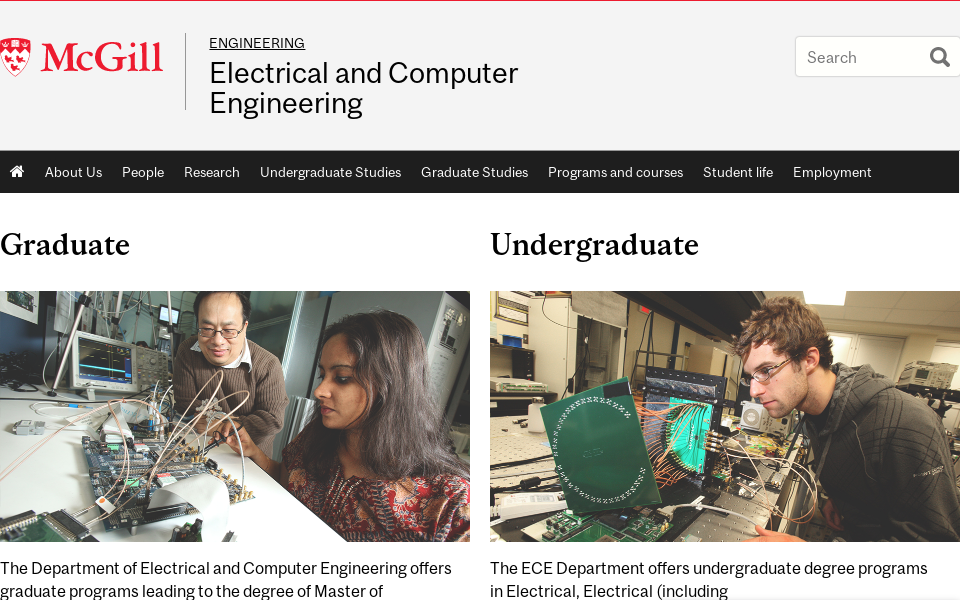 www.mcgill.ca/ece/ screen capture