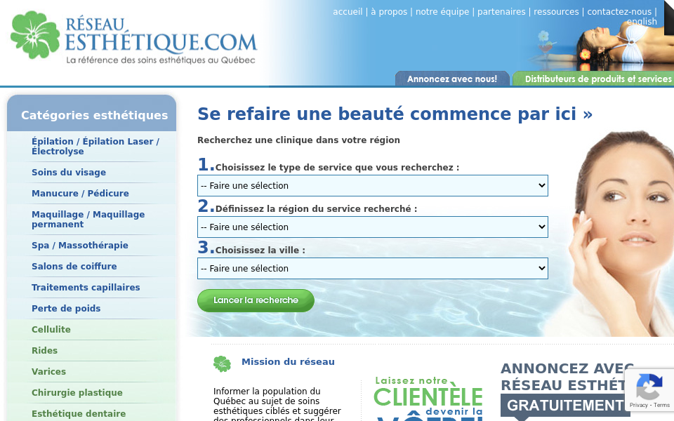 www.reseauesthetique.com/ screen capture
