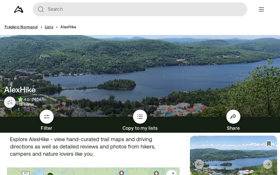 www.alltrails.com/lists/alexhike screen capture