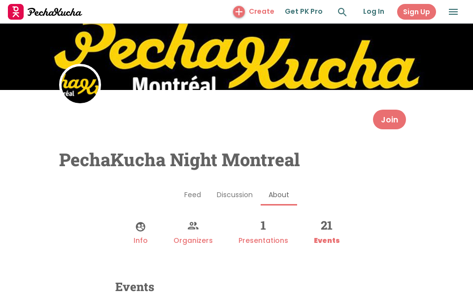www.pechakucha.com/communities/montreal screen capture