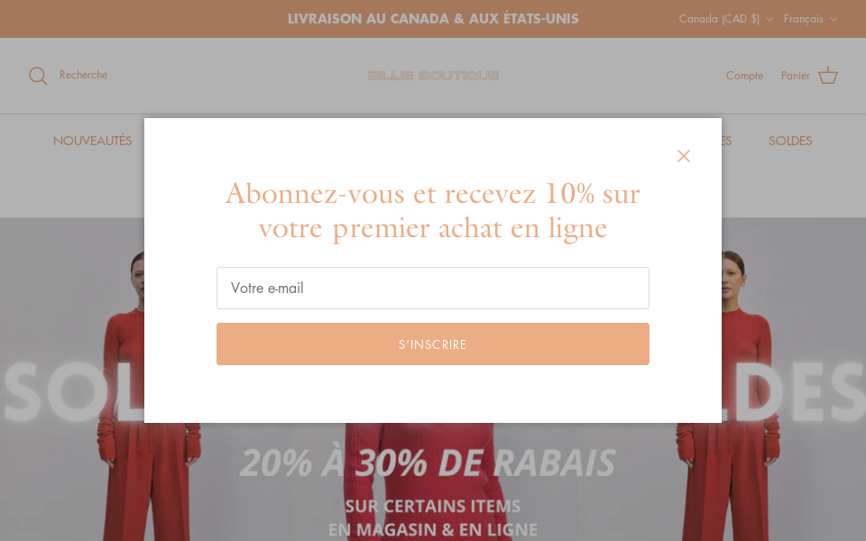 billieboutique.com/ screen capture