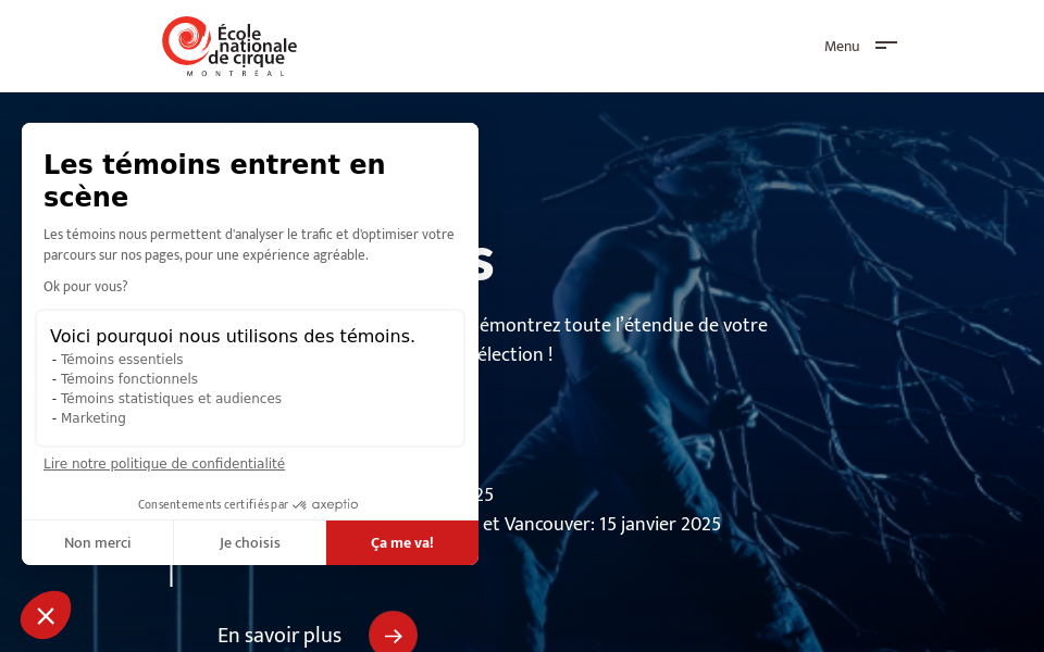ecolenationaledecirque.ca/ screen capture