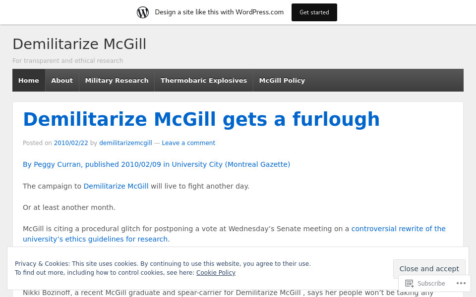 demilitarizemcgill.wordpress.com/ screen capture