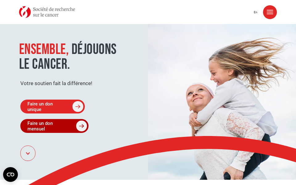 societederecherchesurlecancer.ca/ screen capture