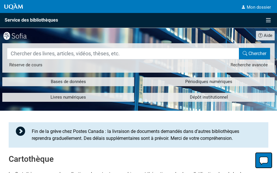 bibliotheques.uqam.ca/bibliotheque/cartotheque/ screen capture