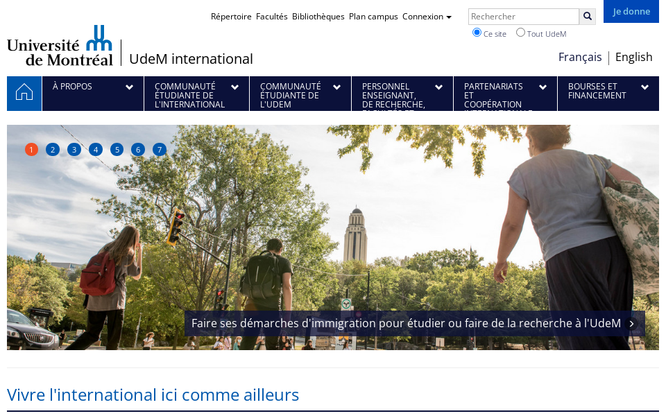 www.international.umontreal.ca/ screen capture