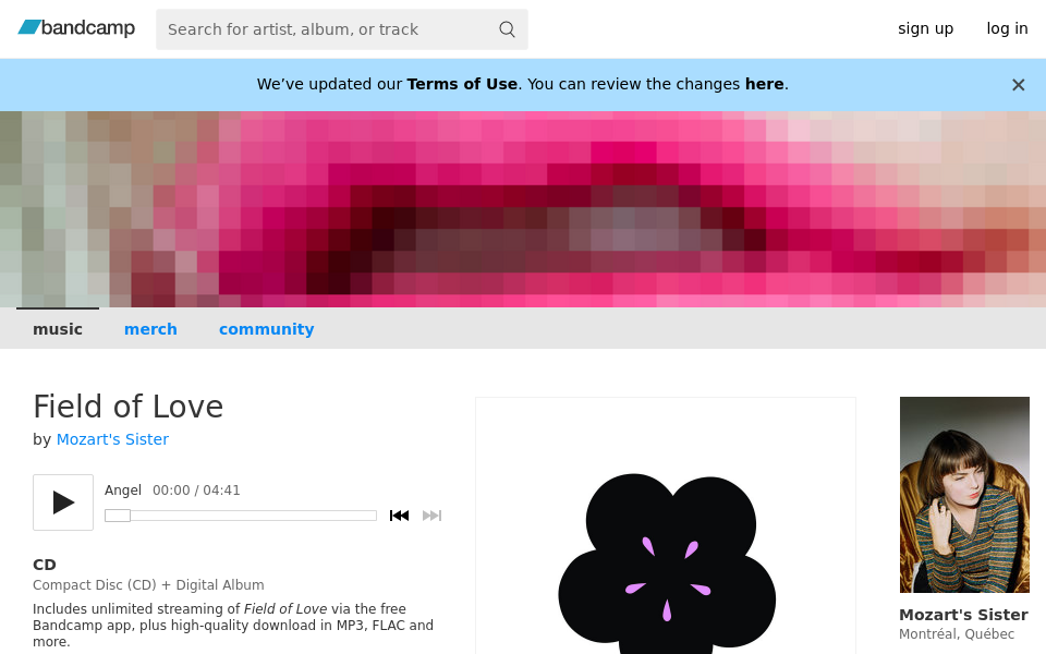 mozartssister.bandcamp.com screen capture