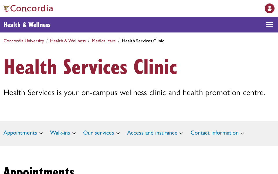 www.concordia.ca/health/medical/clinic.html screen capture