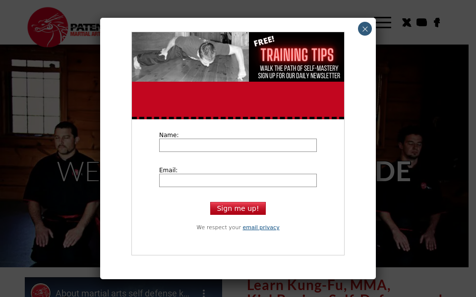 patenaudemartialarts.com/ screen capture