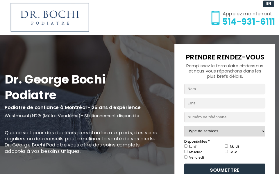 rdv.podiatre-montreal.com/fr/ screen capture