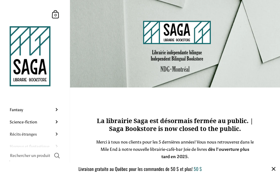 librairiesaga.ca/ screen capture