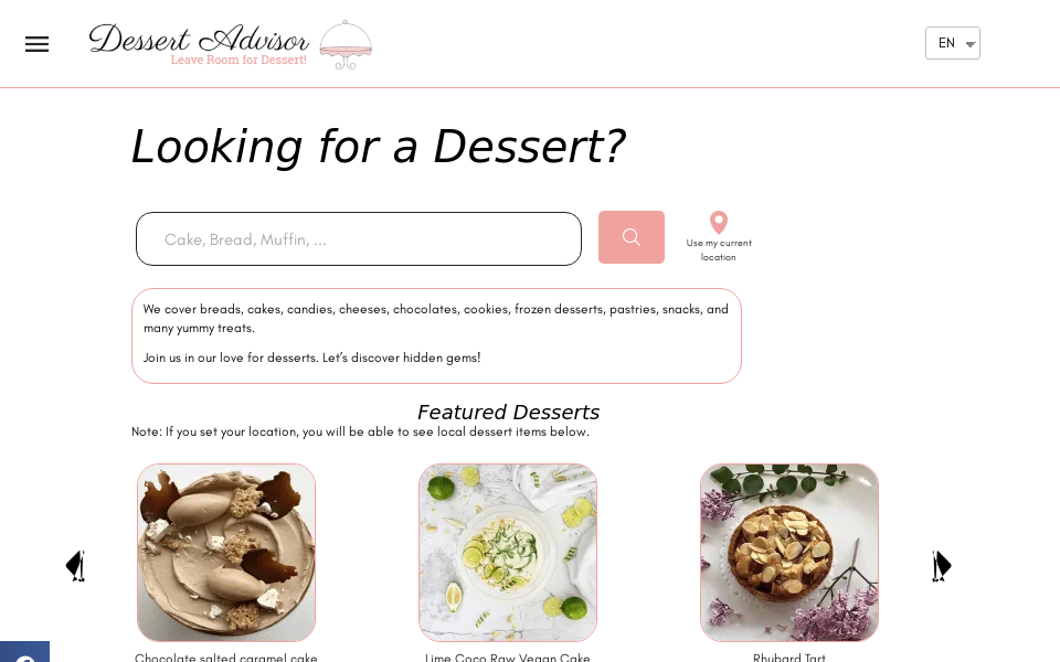 DessertAdvisor.com screen capture