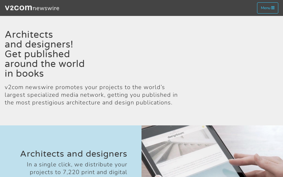 v2com-newswire.com/ screen capture