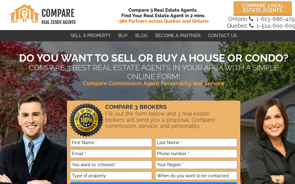 comparerealestateagents.ca/ screen capture