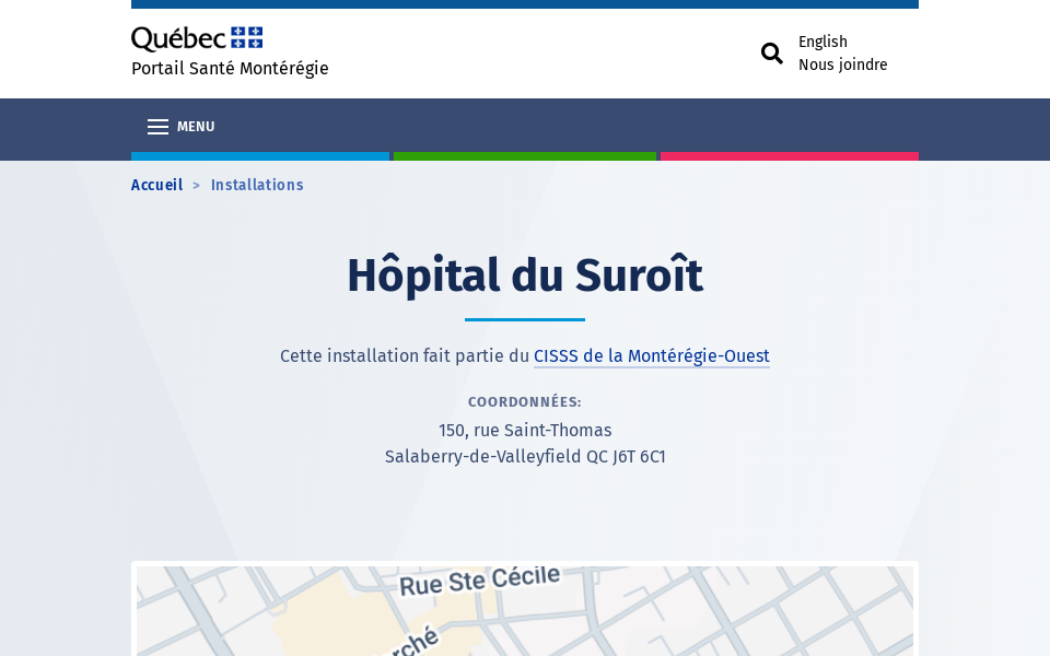 www.santemonteregie.qc.ca/installations/hopital-du-suroit screen capture