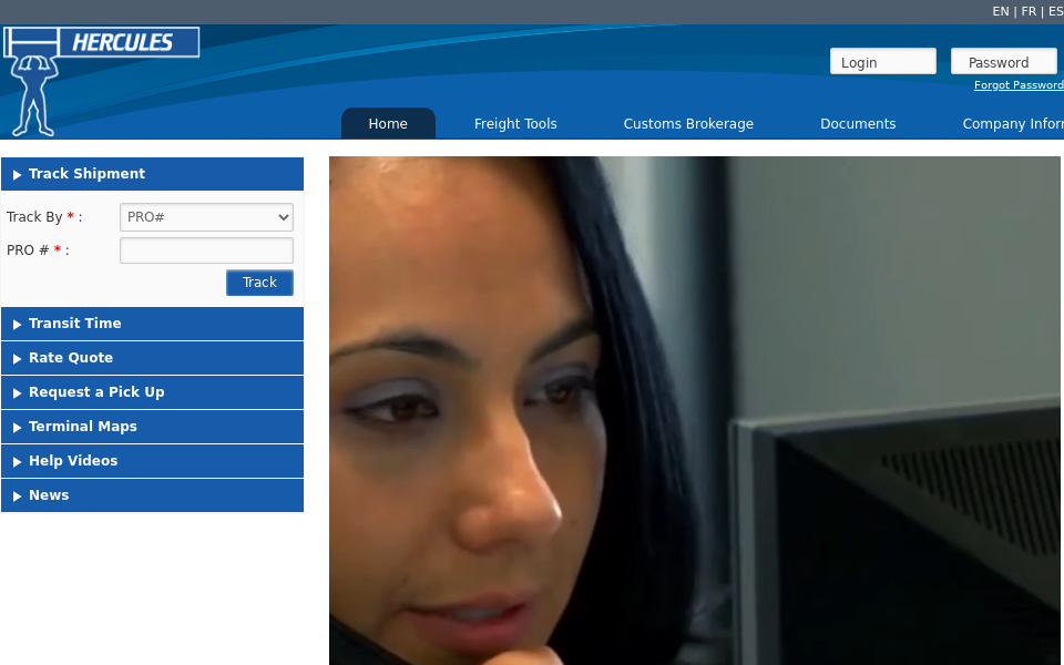 www.herculesfreight.com/ screen capture
