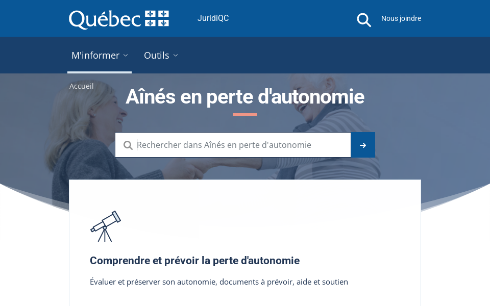 juridiqc.gouv.qc.ca/aines-en-perte-dautonomie screen capture