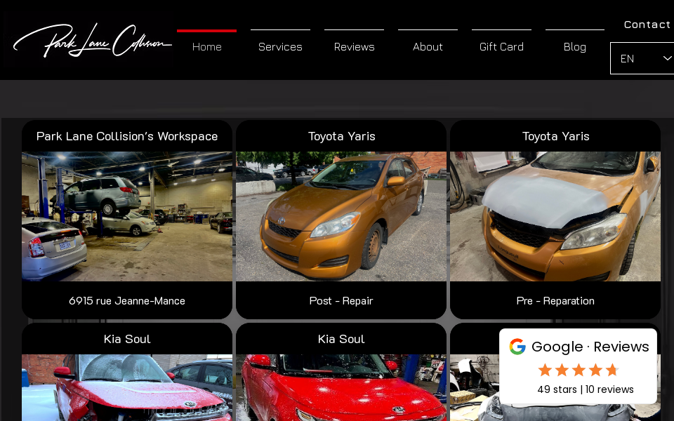 www.parklanecollision.ca/ screen capture