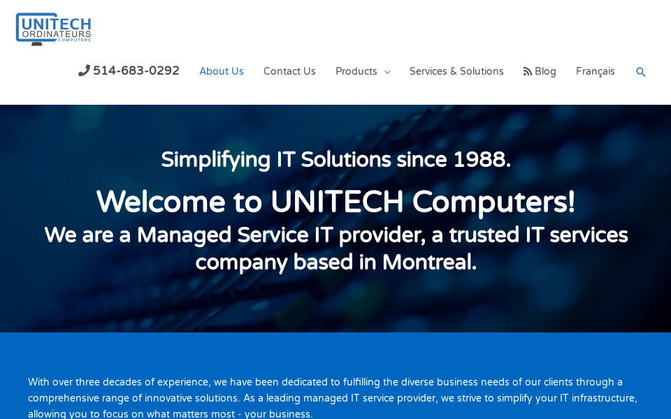www.unitech.ca/ screen capture