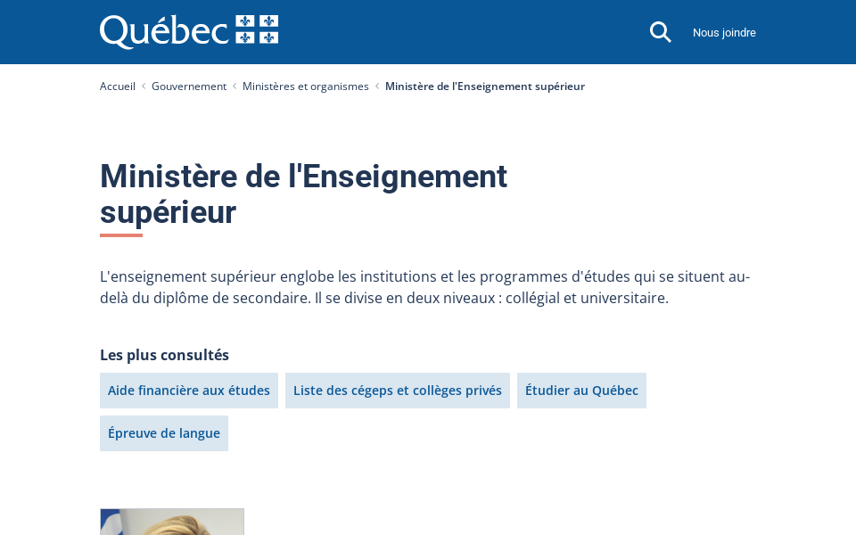 www.quebec.ca/gouvernement/ministere/enseignement-superieur screen capture