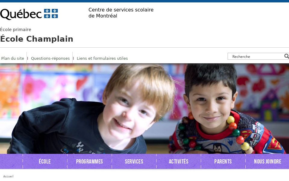 champlain.csdm.ca/ screen capture