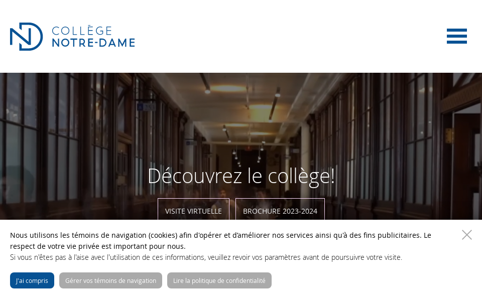 collegenotredame.com/ screen capture