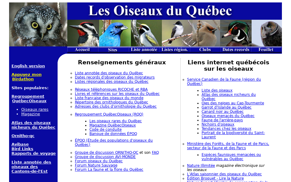 www.oiseauxqc.org/ screen capture