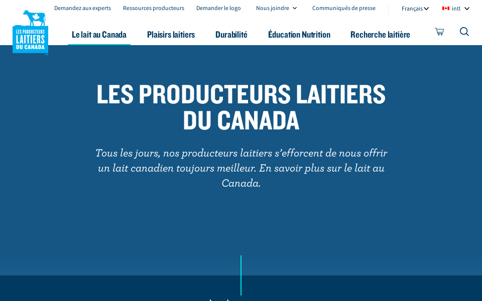 producteurslaitiersducanada.ca/fr/lait-au-canada screen capture